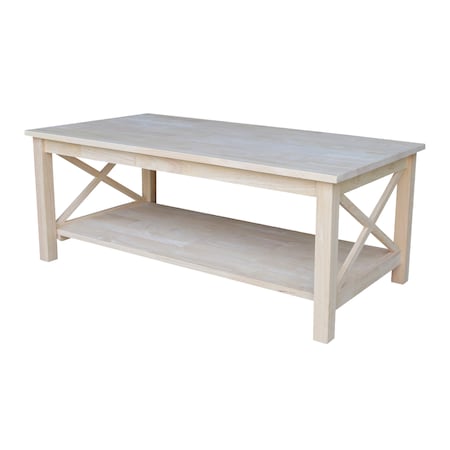 International Concepts Rectangle Hampton Coffee Table, 46 W, 24 L, 18 in H, Wood, Unfinished OT-70C